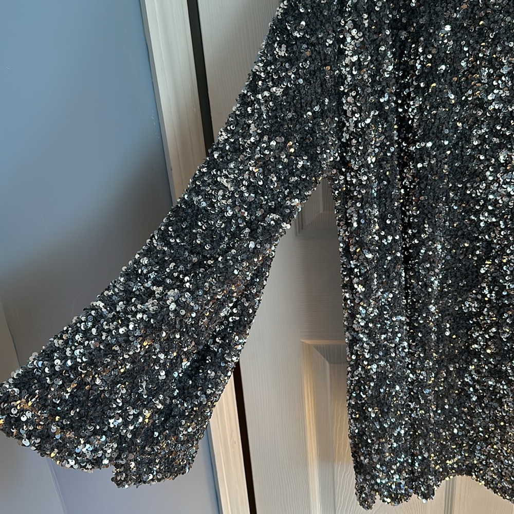 Just Me Sequin Flare Sleeve Dress - Picture 2 of 4